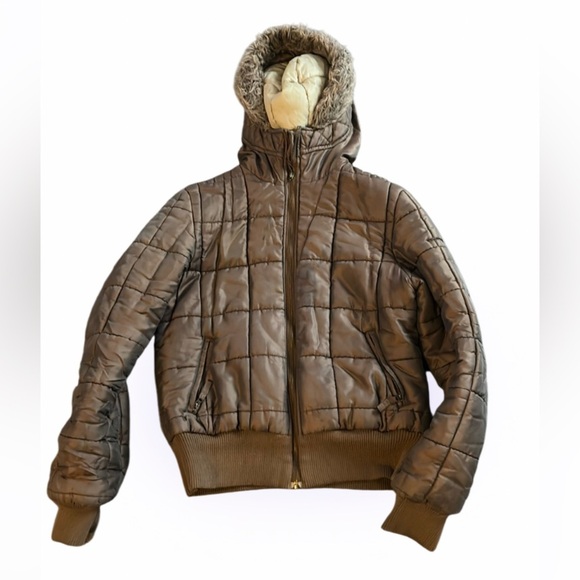 Tommy Hilfiger tan brown bumper puffer jacket Sz S - Picture 15 of 15